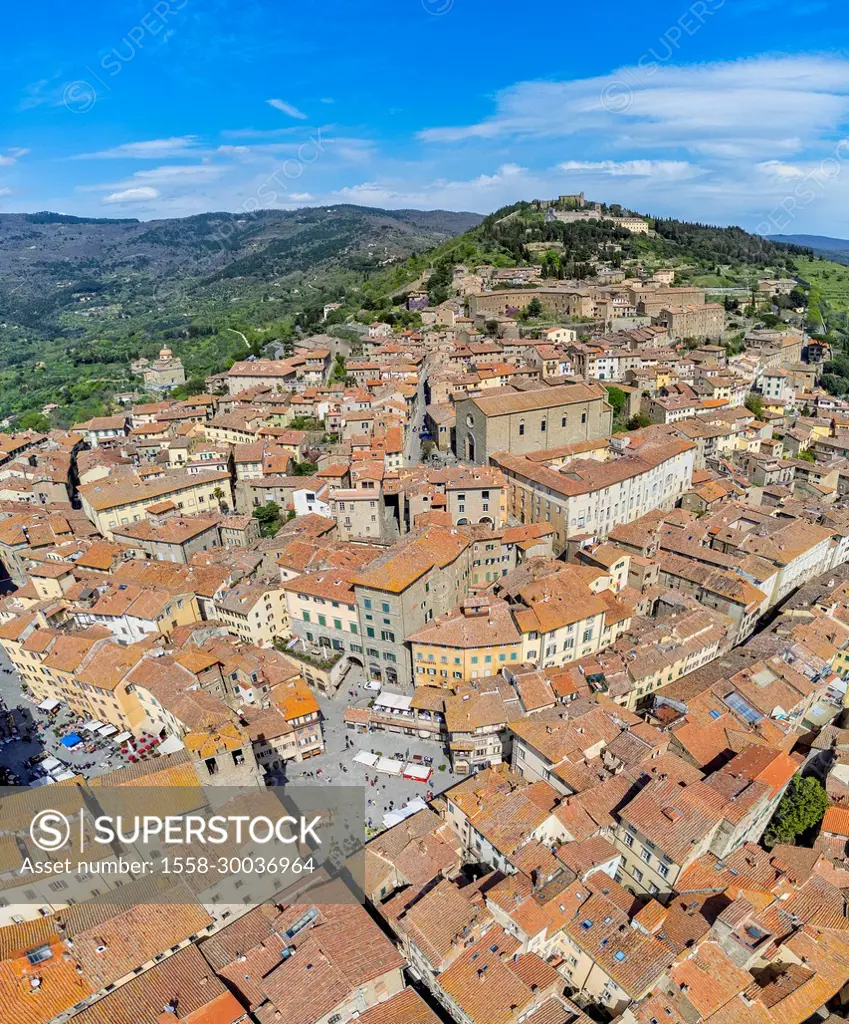 Italy Tuscany province of Arezzo Val di Chiana aerial view of