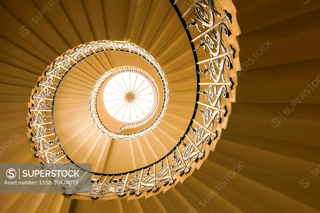 England, London, Greenwich, The Queen's House, The Tulip Staircase