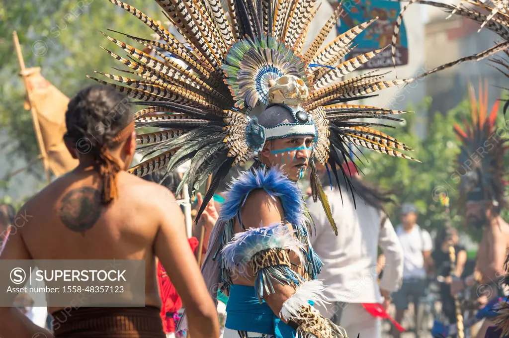 Mexico, Mexico City, Shell dancers near Hildago