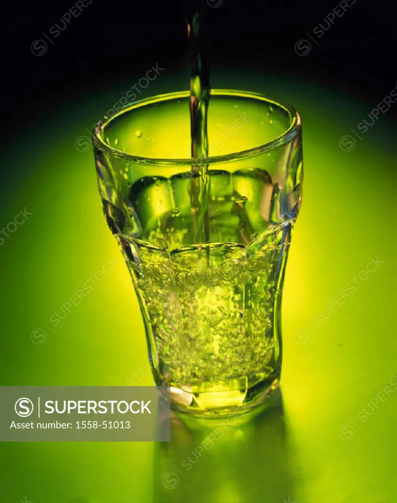 Mineral water, pour, green