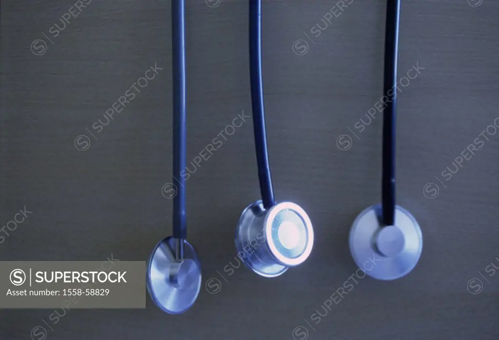 Hospital, Stetoskope, three,  hangs  Stethoscopes, instruments, medically, auscultation, hose stethoscopes, examination, health, illness, medicine, me...