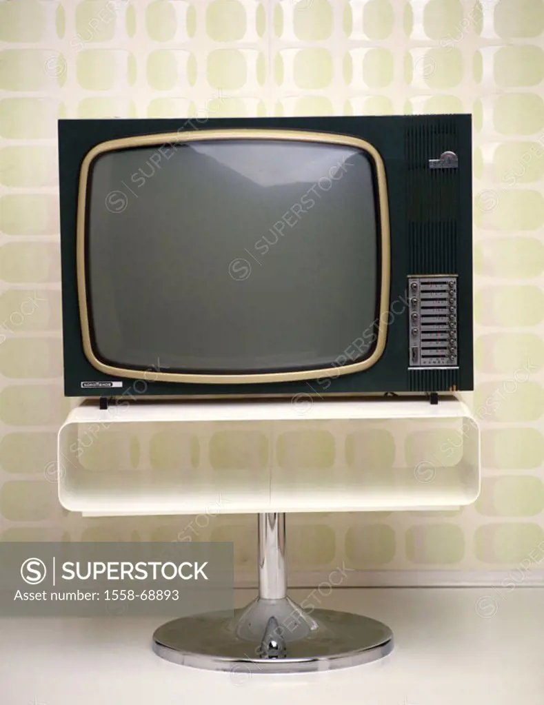 TVs, old, table   Wallpaper, sixties, Flowerpower, beginning, television industry, technology, becomes obsolete, advance, black, white, nostalgia casu...