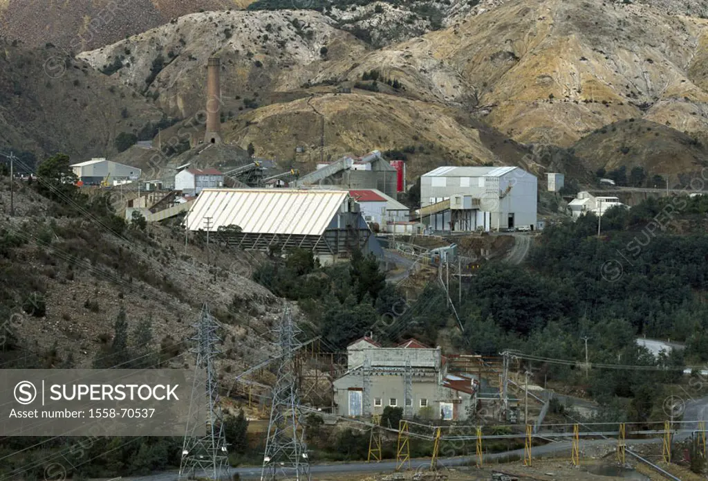 Australia, island Tasmania,  Queenstown, copper mine, opinion  Mountains, rocks, mine, reduction, extraction, support, copper, buildings, conveyor, ec...