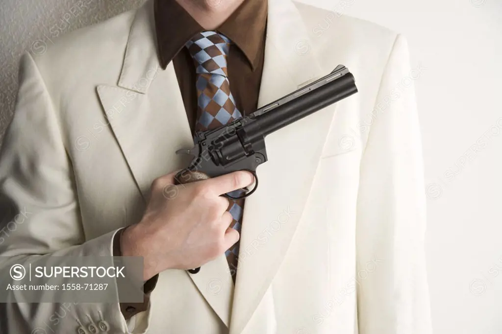 Man, detail, pistol, holding   Series, a person, businessman, gangsters, killers, criminals, order murderers, murderers, weapon, firearm, concept, sho...