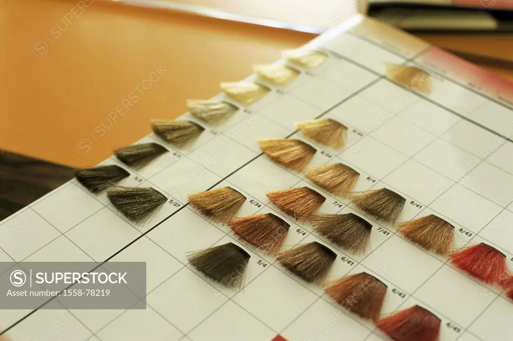 Hairdresser, color card, detail   Hairdresser parlor, hairdresser craft, view material, demonstration, hair colors, color results, color nuances, hair...