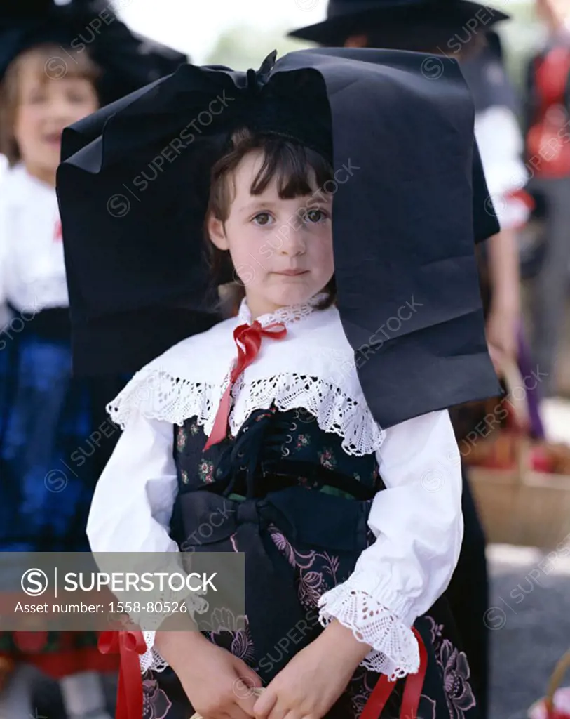 France, Alsace, Strasbourg,  Girls, traditional costume, traditional,  Portrait  Europe, Strasbourg, folklore, people, child, tradition-conscious, you...