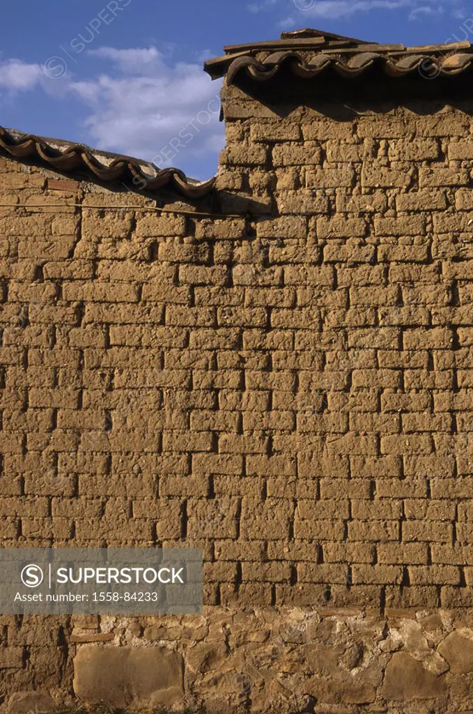 Mexico, Oaxaca, clay brick wall   Central America, Latin America, culture, construction, architecture, bricks, clay bricks, clay brick architecture, t...