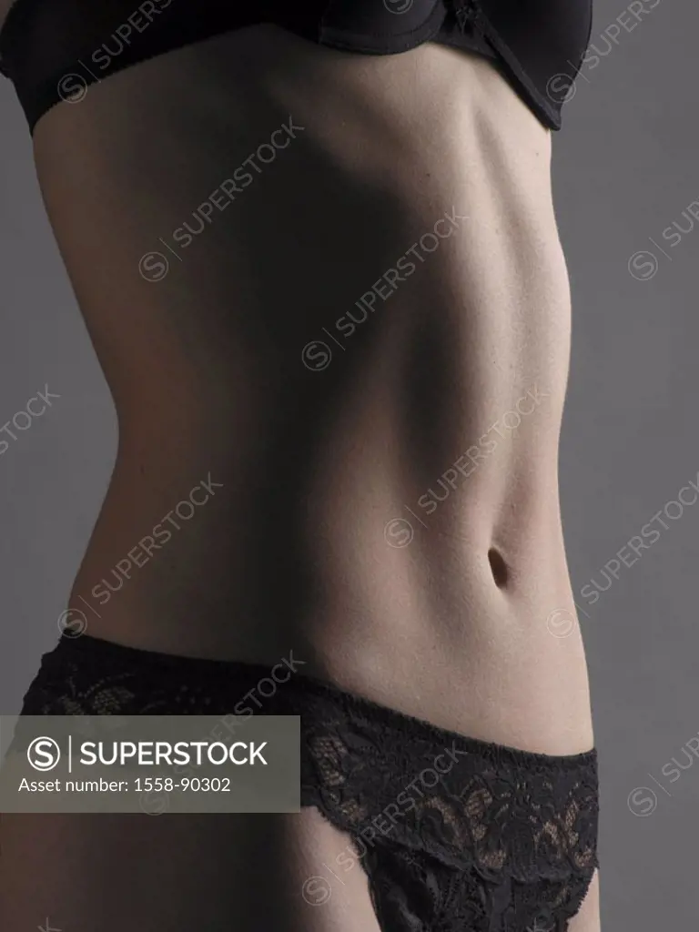 Woman, Dessous black, close-up, Women bodies, figure, slim, truncated  stomach, BRA, panties, top panties, underwear, femininity, seduction,  attract... - SuperStock