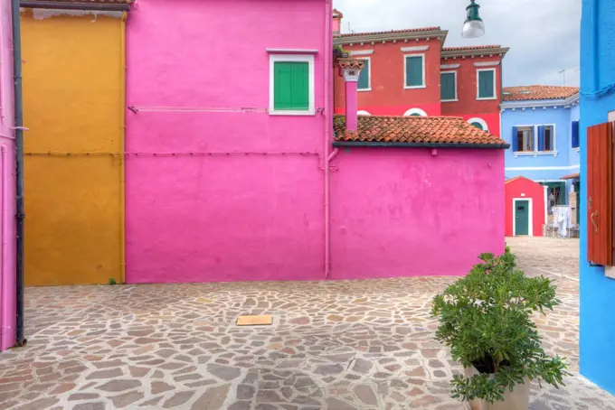 colorful painted houses, Burano, Venice, Veneto, Italy, Europe