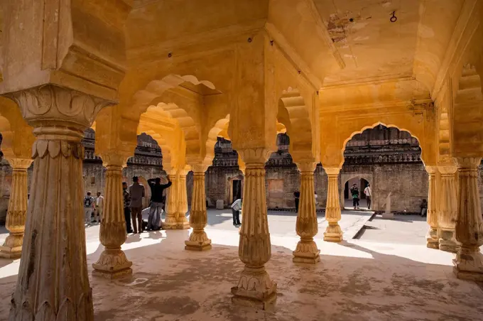 India, Rajasthan, Jaipur, Fort Amber, Baradhari Pavilion, tourist