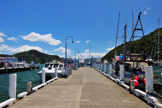 Jetty with Boats, Picton, Marlborough, South Island, New Zealand