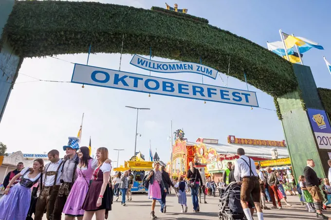 Germany, Bavaria, Munich, Oktoberfest, Entrance to Oktoberfest Site