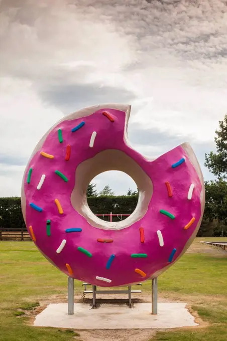 New Zealand, South Island, Selwyn District, Springfield, large donut sculpture
