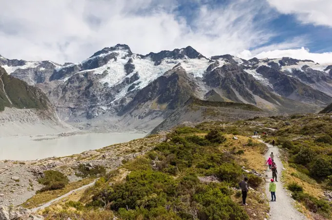 New Zealand, South Island, Canterbury, Aoraki-Mt. Cook National Park, Hooker Valley hike