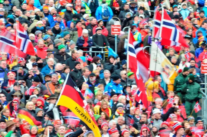 Winter sports, biathlon, world cup, Ruhpolding, spectator's stand, fans,