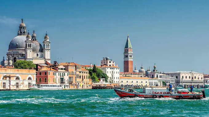 townscape with Campanile and St. Mark's Basilica, Venice, Veneto, Italy