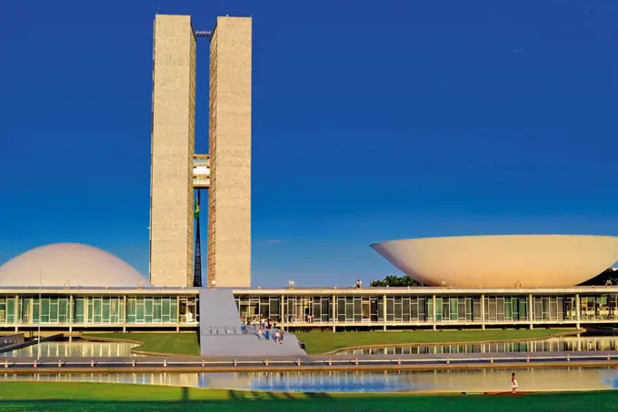 Brazil, Brazil, decorated futuristic national congress of Oscar Niemeyer accommodates the Brazilian senate and the house of representatives,