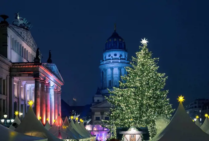 Traditional Christmas fair in Berlin at the Gendarmenmarkt, Germany,