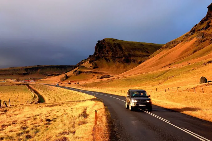 Iceland's road, Skaftárhreppur village, Iceland