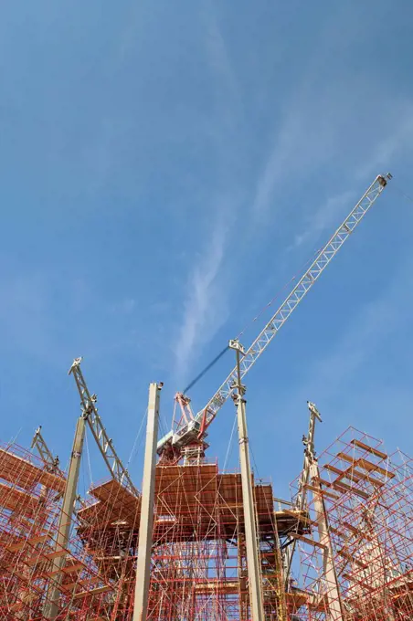 UAE, Dubai, Downtown Dubai, construction crane