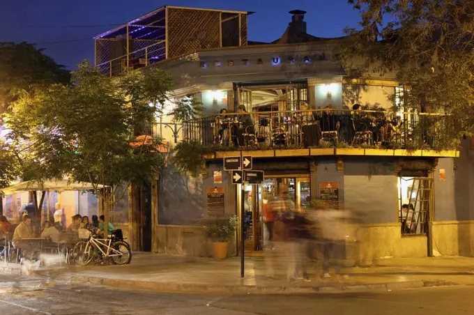 Chile, Santiago, Bellavista, restaurant, in the evening,