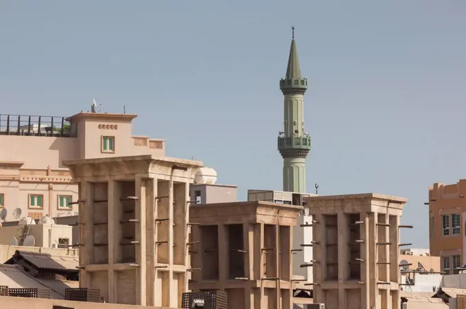 UAE, Dubai, Deira, Traditional Architecture along Dubai Creek