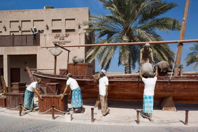 UAE, Dubai, Bur Dubai, Shindagha Historic District, The Diving Village, traditional pearl diving boats