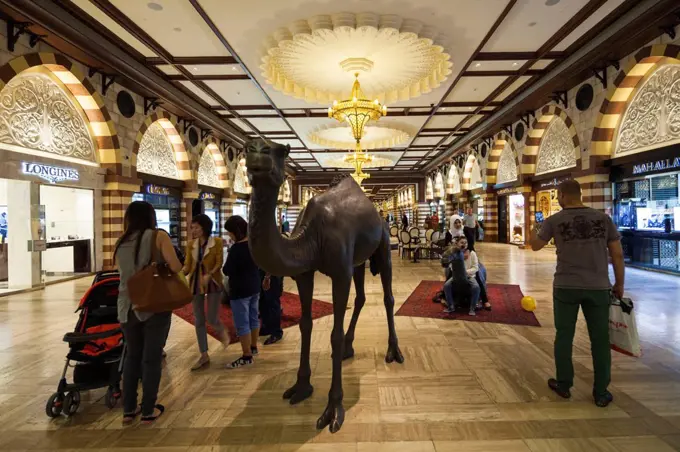 UAE, Dubai, Downtown Dubai, Dubai Mall, interior, Arabic-themed souk area