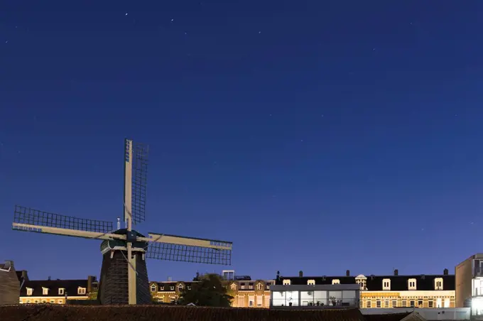 The Netherlands, Holland, Amsterdam, windmill, night