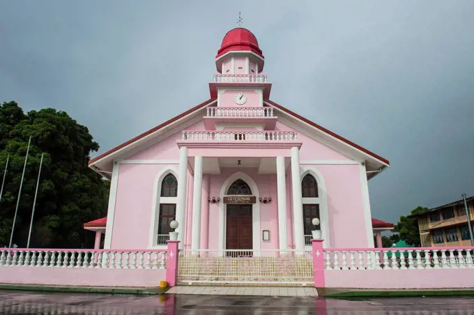 Pink church, Tahiti, French Polynesia