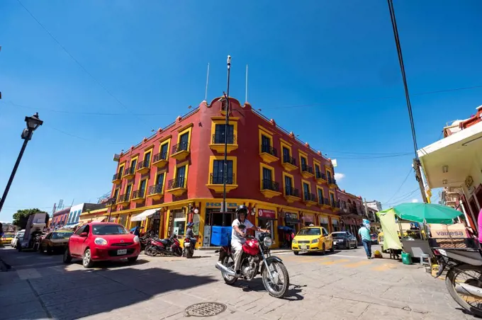 Urban landscape around the Juarez market in the city of Oaxaca in southern Mexico