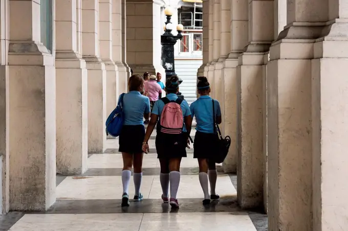 Cuba, Havana, La Habana, schoolgirls, school uniform