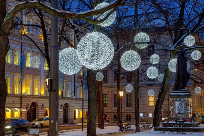 Christmas lights at Promenadeplatz in Munich, Upper Bavaria, Bavaria, Germany, Europe