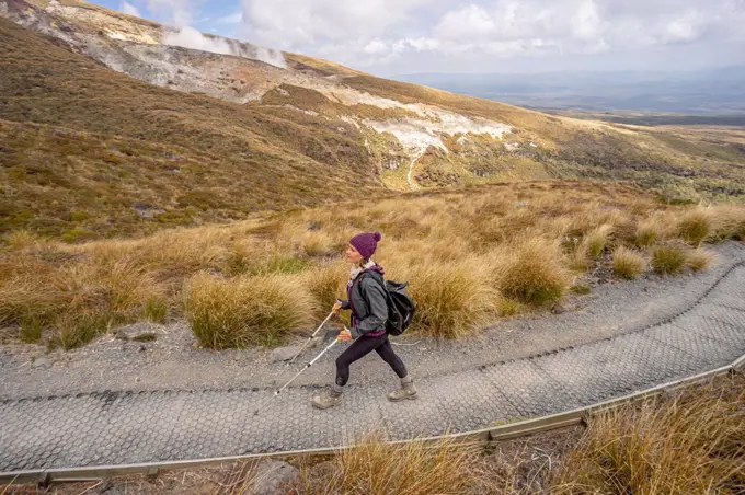 Tongariro Crossing New Zealand, hiking trail through the Tongariro National Park, North Island, Manawatu-Wanganui, New Zealand