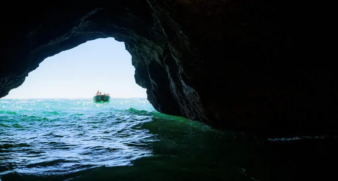 Cave view at Corvoeiro, Faro district, Algarve, Portugal