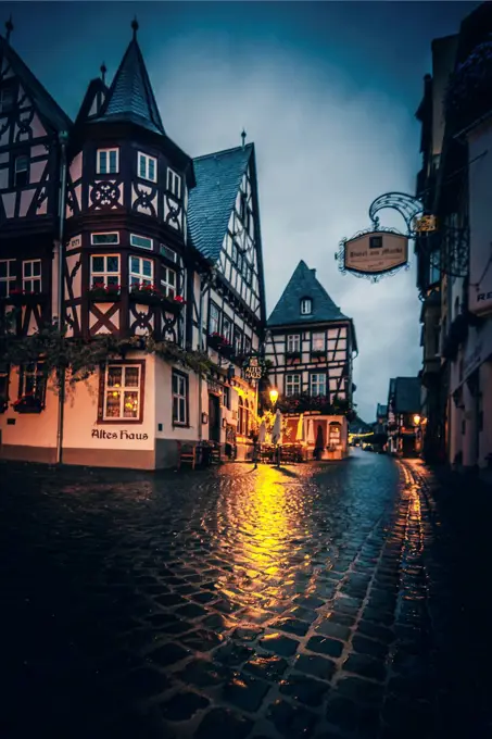 Time travel through Germany: half-timbered houses in a picturesque old town