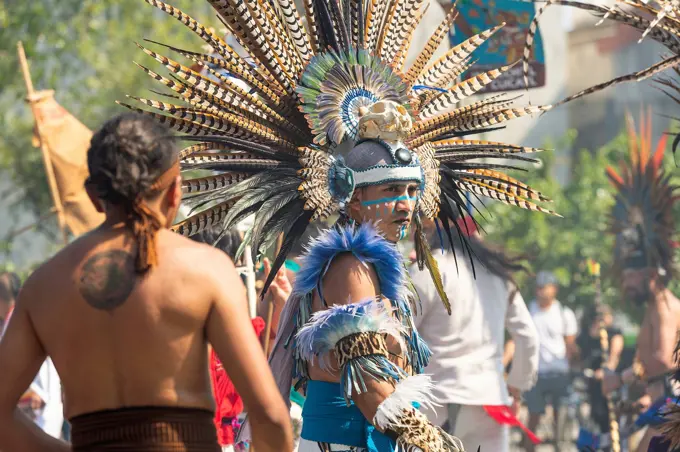 Mexico, Mexico City, Shell dancers near Hildago