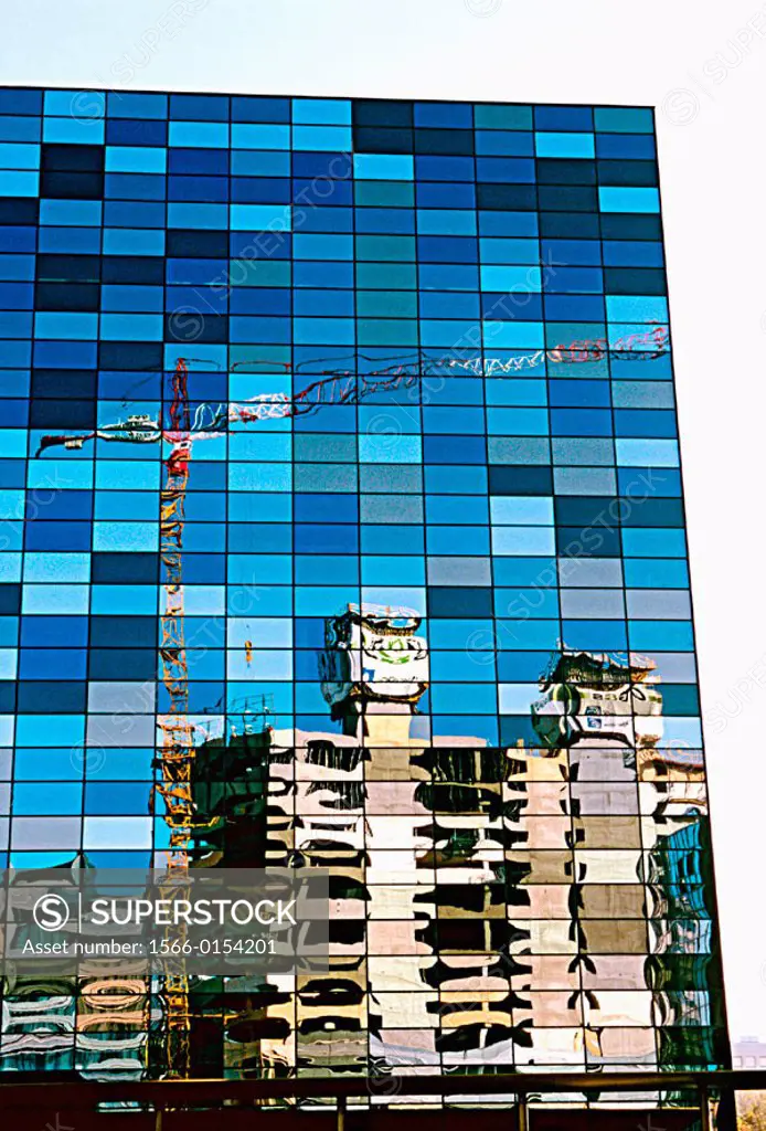 Reflection of office buildings under construction, Netherlands