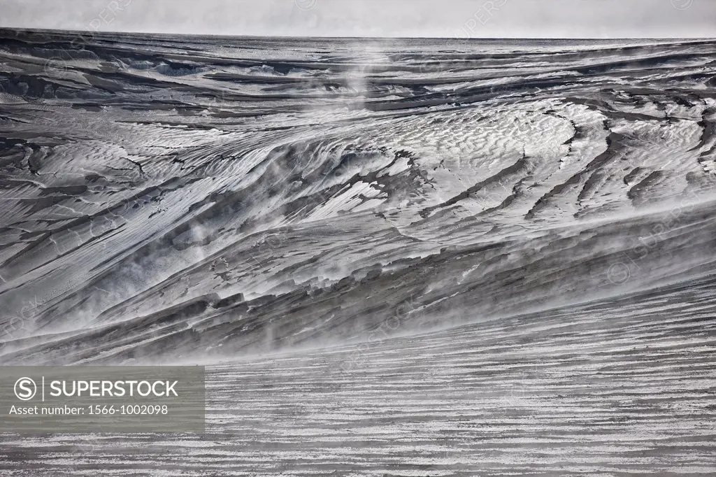 Ash covered glacier from the Grimsvotn eruption, Vatanjokull Ice Cap, Iceland