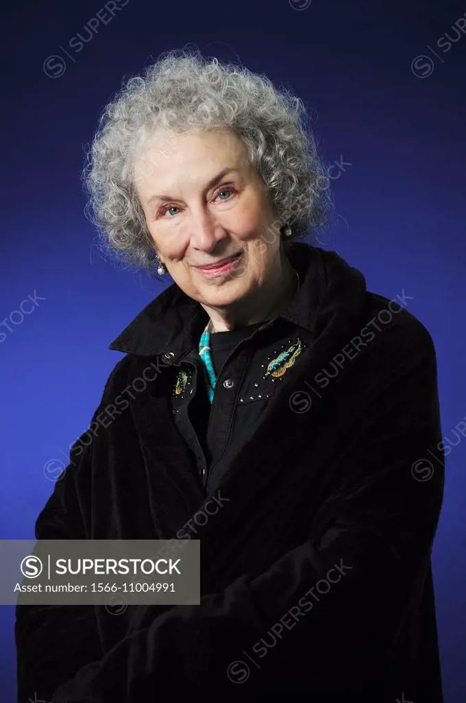 Margaret Eleanor Atwood, CC OOnt FRSC, Canadian poet, novelist, literary critic, essayist, and environmental activist, attending the Edinburgh Interna...