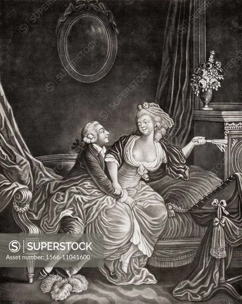 Seduction, after J.B. Huet, 1775. From Illustrierte Sittengeschichte vom  Mittelalter bis zur Gegenwart by Eduard Fuchs, published 1909. - SuperStock