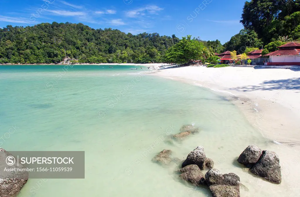 Coral Beach on Pangkor Island, Perak, Malaysia.