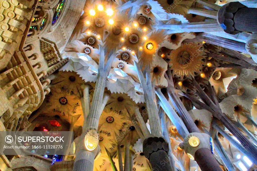 Sagrada Familia by architect Antoni Gaudi in Barcelona, Catalonia