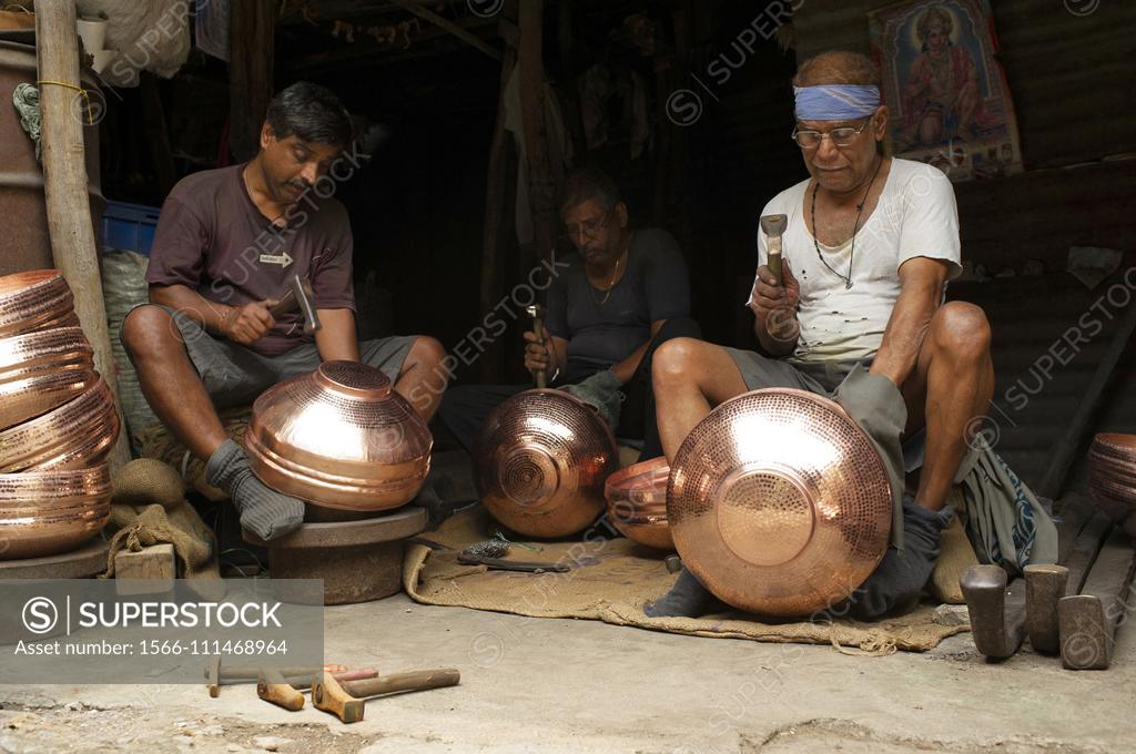 Traditional brass and copper craft of utensil making among the