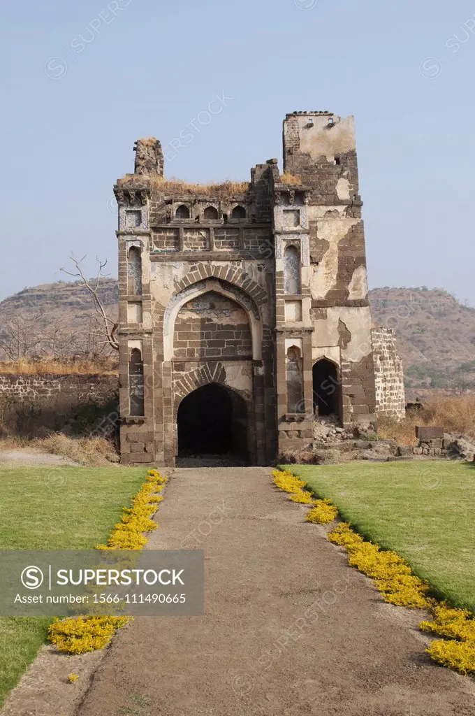 Daulatabad fort, inside building structure, in Aurangabad district, Maharashtra.