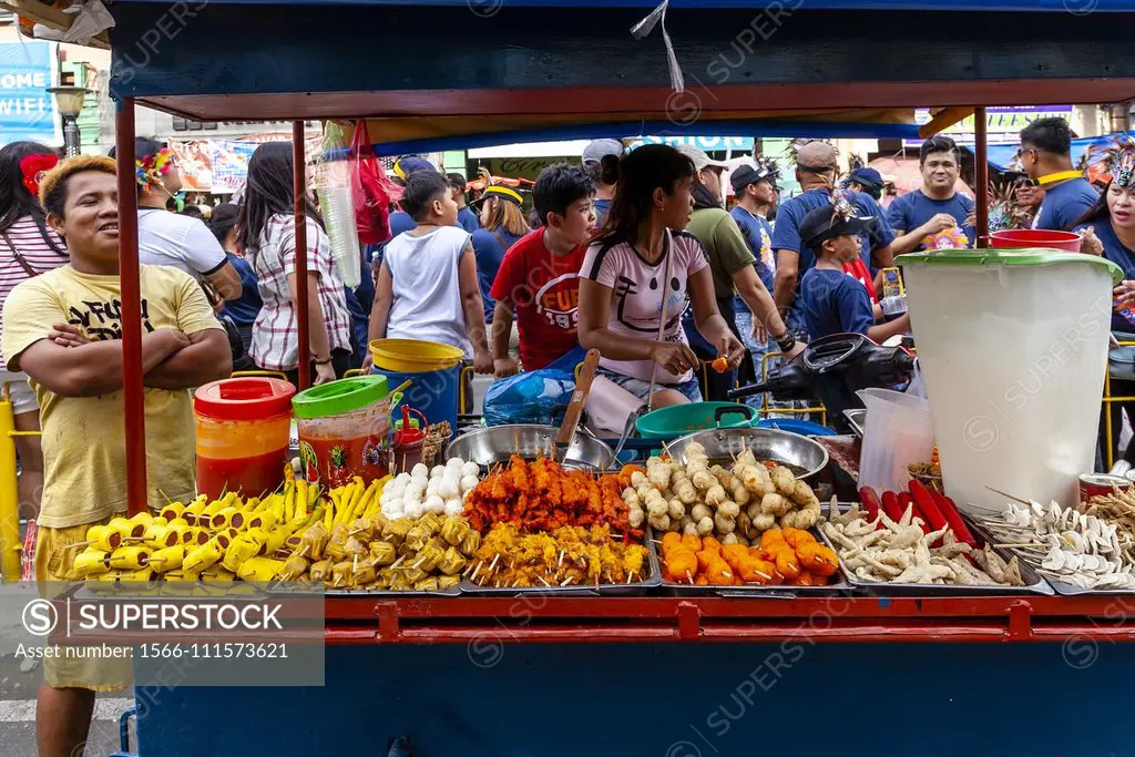 A Filipino Street Food Stall, Iloilo City, Panay Island, The Philippines.