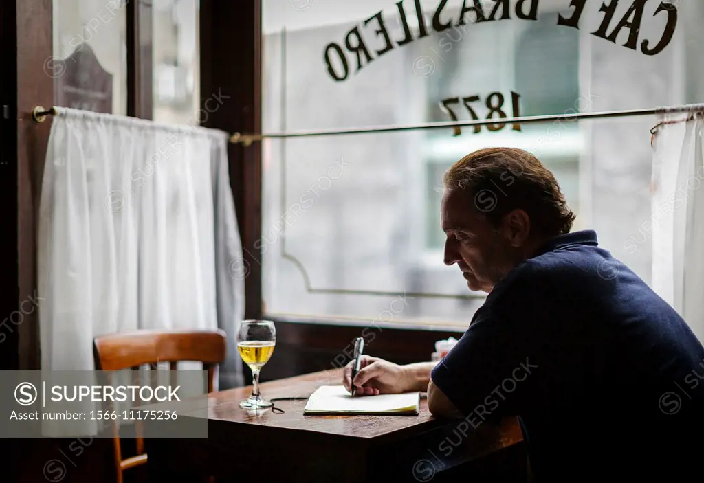 Cafe Brasilero, Table where Mario Benedetti wrote, Montevideo. Uruguay.