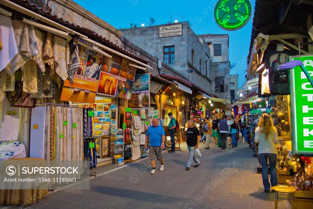 Aristotelous street, old town, Rhodes town, Rhodes island, Dodecanese islands, Greece, Europe.