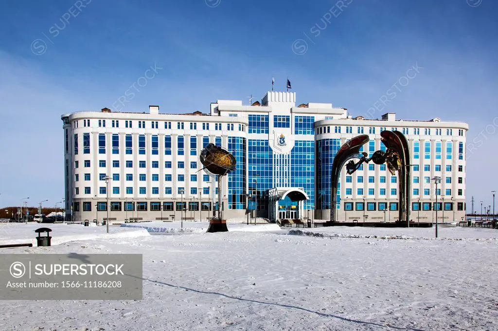 Russia, Yamalo-Nenets Autonomous Okrug, Salekhard. Building of the Yamalo-Nenets Autonomous Okrug Administration. 2014.