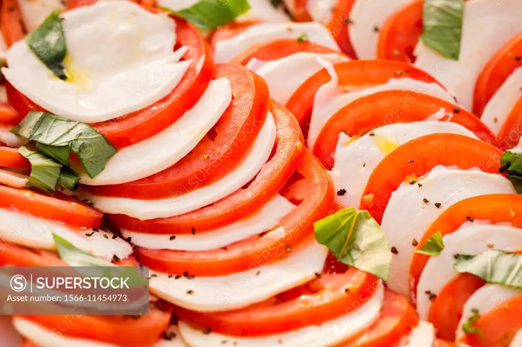 Close up of Caprese Salad in Baltimore, Maryland, USA.